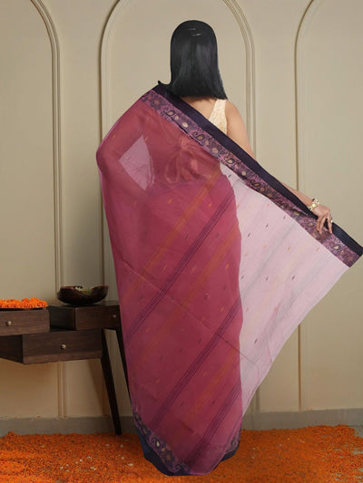 Indiehaat | Pure Cotton Jamdani Saree Red