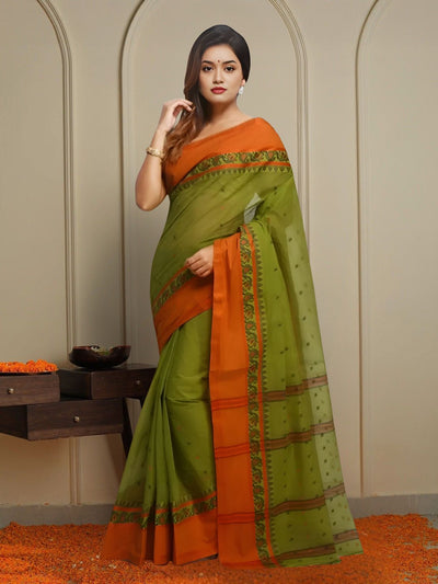 Indiehaat | Pure Cotton Jamdani Saree Red