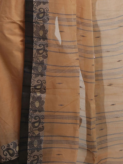 Indiehaat | Pure Cotton Jamdani Saree Brown