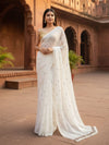 Indiehaat | Pure Mul Cotton Sequin Saree White