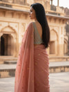 Indiehaat | Pure Mul Cotton Sequin Saree Peach