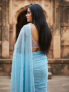 Indiehaat | Pure Mul Cotton Sequin Saree Blue