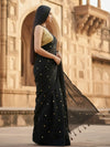 Indiehaat | Pure Mul Cotton Sequin Saree Black