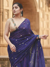 Indiehaat | Pure Mul Cotton Sequin Saree Blue