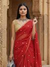 Indiehaat | Pure Mul Cotton Sequin Saree Red