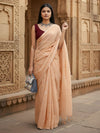 Indiehaat | Pure Mul Cotton Sequin Saree Peach