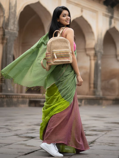 Indiehaat | Pure Khadi Cotton Handloom Saree Multicolor