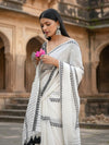Indiehaat | Pure Khadi Cotton Weaving Design Saree White