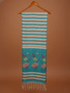 Indiehaat | Pure Linen Hand Weaving Saree Blue