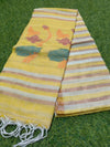 Indiehaat | Pure Linen Hand Weaving Saree Yellow