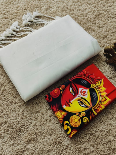 Indiehaat | Pure Khadi Cotton Handloom Saree White