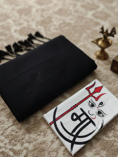 Indiehaat | Pure Khadi Cotton Handloom Saree Black