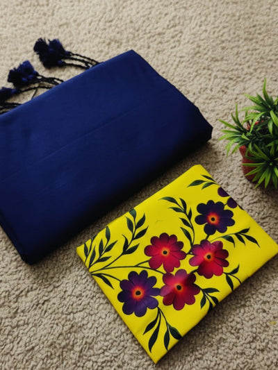 Indiehaat | Pure Khadi Cotton Handloom Saree Blue