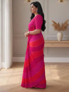 Indiehaat | Pure Mul Cotton Embroidery Saree Pink & Red