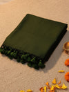Indiehaat | Pure Cotton Handloom Weave Saree Green