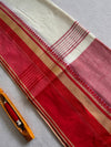 Indiehaat | Pure Khadi Cotton Handloom Saree Red & White