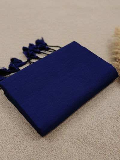 Indiehaat | Pure Khadi Cotton Handloom Saree Blue