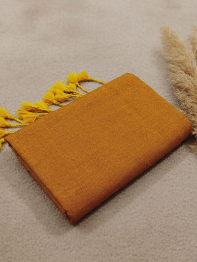 Indiehaat | Pure Khadi Cotton Handloom Saree Yellow