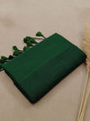 Indiehaat | Pure Khadi Cotton Handloom Saree Green
