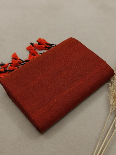 Indiehaat | Pure Khadi Cotton Handloom Saree Brown