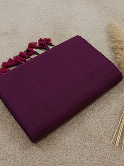 Indiehaat | Pure Khadi Cotton Handloom Saree Purple