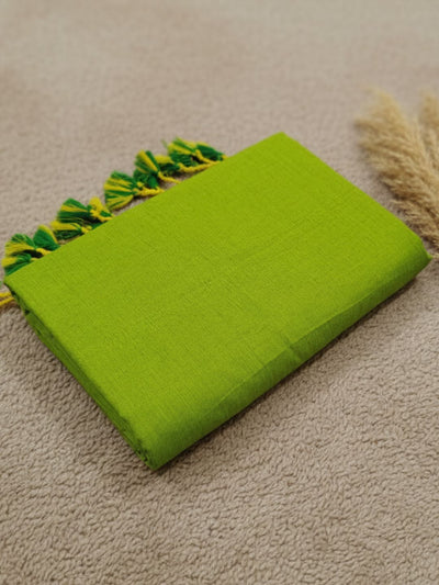 Indiehaat | Pure Khadi Cotton Handloom Saree Green