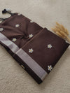 Indiehaat | Pure Khadi Cotton Embroidery Saree Brown