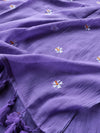 Indiehaat | Pure Mul Cotton Half Embroidery Saree Purple
