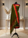 Indiehaat | Maheshwari Silk Zari Weaving Suit Green