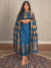 Indiehaat | Maheshwari Silk Zari Weaving Suit Blue