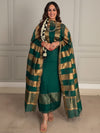 Indiehaat | Maheshwari Silk Zari Weaving Suit Green