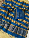 Indiehaat | Maheshwari Silk Zari Weaving Suit Blue
