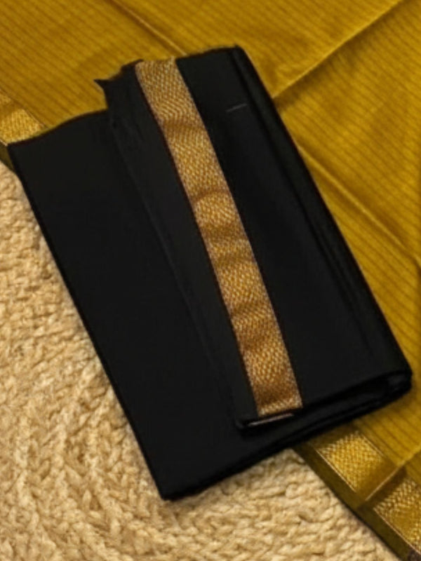 Indiehaat | Maheshwari Silk Zari Weaving Suit Black