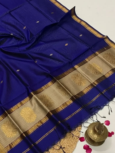 Indiehaat | Maheshwari Silk Zari Weaving Suit Beige