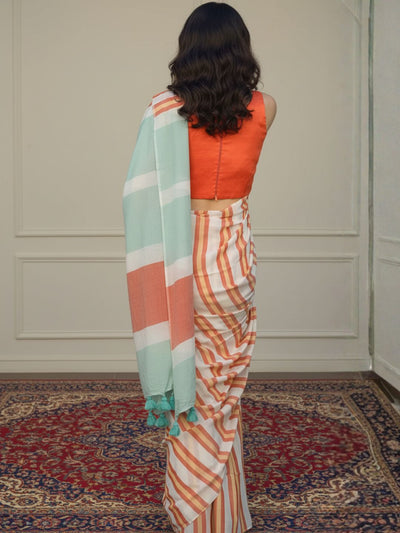 Indiehaat | Pure Khadi Cotton Handloom Saree Multicolor