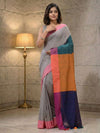 Indiehaat | Pure Khadi Cotton Sequence Saree Gray