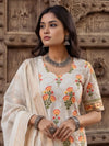 Indiehaat | Cotton Silk Blend Brocade Suit Cream