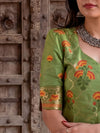 Indiehaat | Cotton Silk Blend Brocade Suit Green