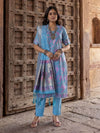 Indiehaat | Banarasi Silk Brocade Stitched Suit Blue