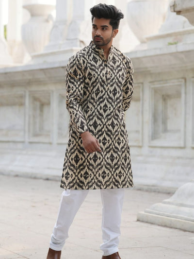 Indiehaat | Pure Cotton Block Print Kurta Pyjama White