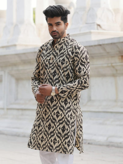 Indiehaat | Pure Cotton Block Print Kurta Pyjama White