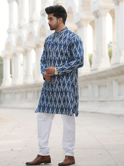 Royal Reflection Blockprint Kurta & Pyjama Indigo Blue