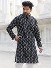 Indiehaat | Pure Cotton Block Print Kurta Pyjama Black