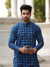 Indiehaat | Pure Cotton Block Print Kurta Pyjama Blue