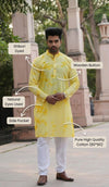 Indiehaat | Pure Cotton Shibori Dyed Kurta Pyjama Yellow