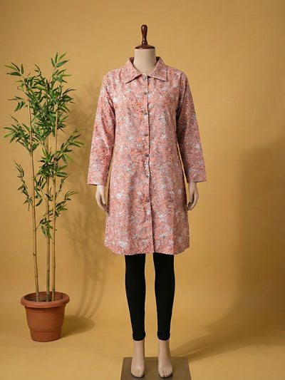 Indiehaat | Pure Cotton Blockprint Winter Jacket Pink