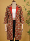 Indiehaat | Pure Cotton Blockprint Winter Jacket Orange