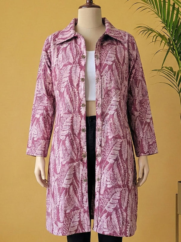 Indiehaat | Pure Cotton Blockprint Winter Jacket Pink