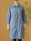 Indiehaat | Pure Cotton Blockprint Winter Jacket Blue