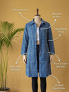 Indiehaat | Pure Cotton Blockprint Winter Jacket Blue